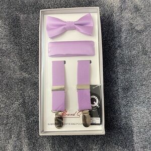 New Kids Lilac Bow Tie,Suspenders‎ and Pocket Square Easter / wedding season